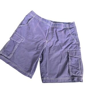 LLBean Mens Size 36 Cargo Shorts Blue Cotton Nylon Stitch Detail